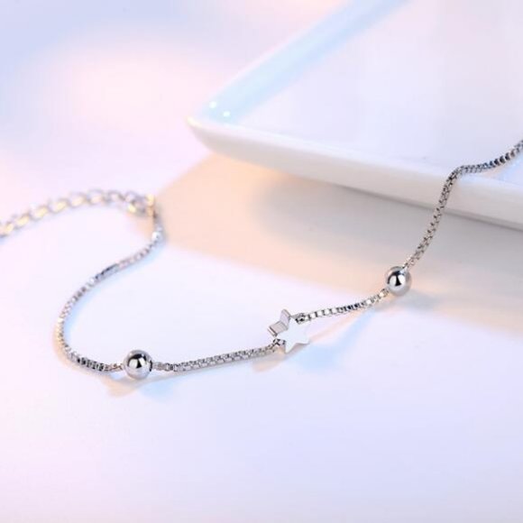 NEW 925 Sterling Silver Simple Star Bracelet - Picture 3 of 3